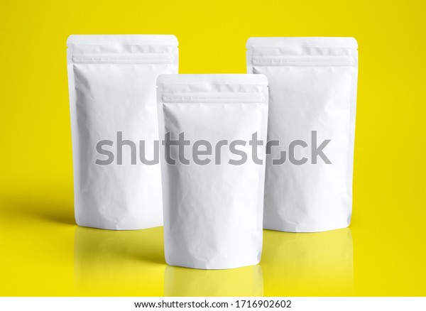 Download Plastic Pouch Packaging Mockup Yellow Background Stock Photo Edit Now 1716902602