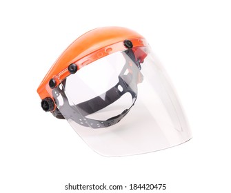 Plastic Protective Face Shield. Isolated On White Background.