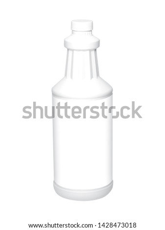 Plastic quart bottle with cap and blank label.