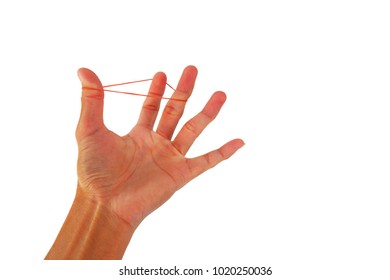 Plastic Rubber Band In Hand With Finger Exercise On White Background