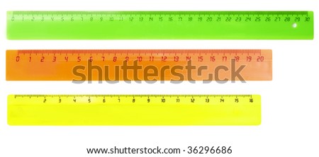 plastic rulers isolated on white