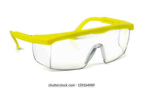 Plastic Safety Goggles Isolated On White