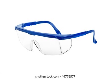 Plastic Safety Goggles Isolated On The White Background