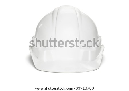 Plastic safety helmet on white background