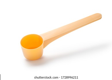 Plastic Scoop Isolated On White Background. Milk Powder Scoop Or Washing Powder Scoop.