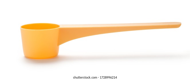 plastic scoop isolated on white background. milk powder scoop or washing powder scoop.
