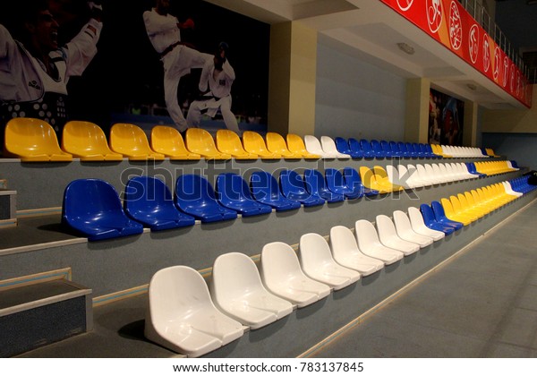Plastic Seats Sports Hall Row Rows Stock Photo Edit Now 783137845