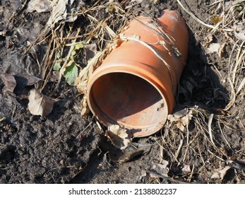 Plastic Sewer Pipe In The Ground. Installation Of Water Main, Sanitary Sewer, Storm Drain Systems