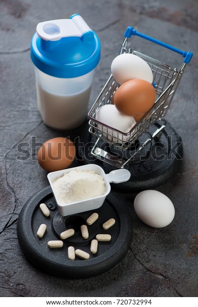 Plastic Shaker Measuring Scoop Protein Decorative Stock Photo