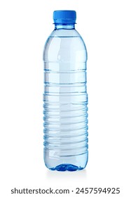 Plastic small water bottle isolated on white background with clipping path