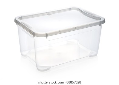 Plastic storage box Plastic container isolated on white. cm 39*27*19 h