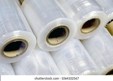 Plastic Stretch Film Rolls Close Up