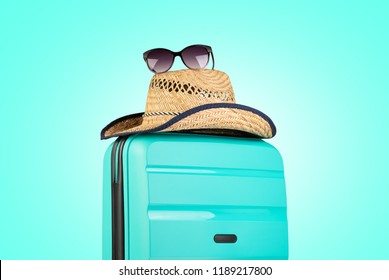 Plastic Suitcase With Hat And Sunglasses