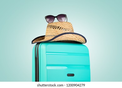 Plastic Suitcase With Hat And Sunglasses