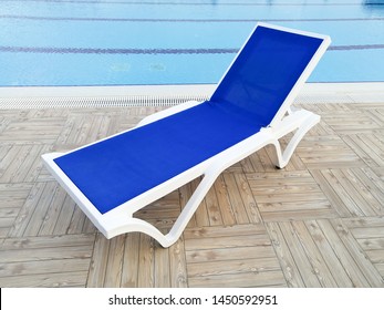 Plastic Sun Lounger Near The Swiming Pool, Holidays Concept