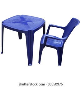Plastic Table And Chair For Alfresco Bar Isolated Over White Background