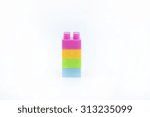 Plastic toy blocks on white background