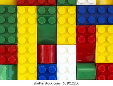 Plastic Toy Bricks Colorful Background