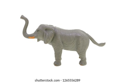 Plastic Toy Elephant Isolated Over White Background