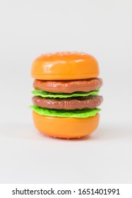 Plastic Toy Hamburger On White Background Stock Photo 1651401991 ...