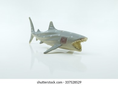 Plastic Toy Shark On White Isolated Background