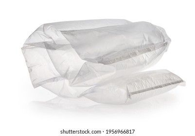 Plastic translucent packaging with air cushion. Inflatable air bag isolated on white background with clipping path - Shutterstock ID 1956966817
