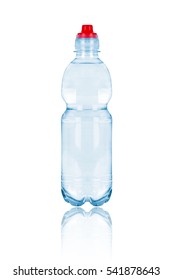 Plastic Transparent Bottle Of Water Isolated On The White Background 