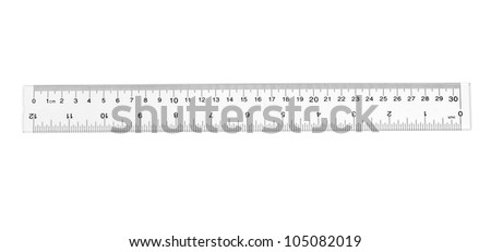 Plastic transparent Ruler with white background