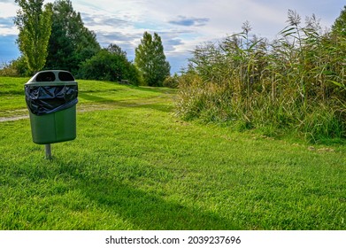 Plastic Trash Can In Public Park Kumla Sweden