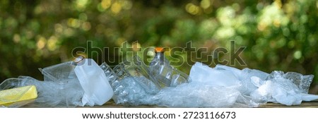 Plastic trash waste is a global problem. Recycling trash helps protect the environment. Trash harms nature and wildlife. Recyclable trash reduce pollution. Green planet. Reducing waste.