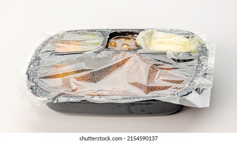 Plastic Tray Microwaveable TV Dinner With A Cover On