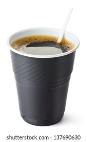 Plastic Vending Coffee Cup. Isolated On A White.