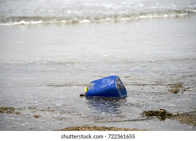 Plastic Waste On A Danish Beach. Roemoe Island In Wadden Sea Is A Danish National Park Under UNESCO World Heritage.