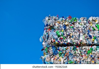 Plastic Waste On A Recycling Plant Site