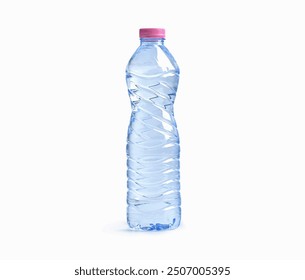 Plastic water bottle isolated on white background with clipping path.