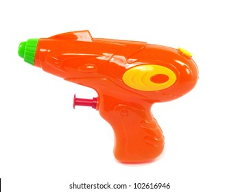 Plastic Water Gun On A White Background