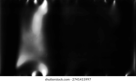 Plastic wrap texture overlay effect on black background. Shrink wrapped plastic sleeve for cover. White plastic