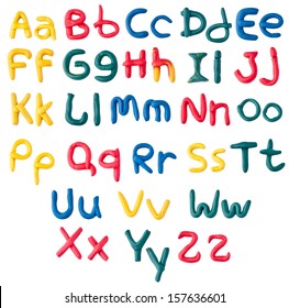 Plasticine alphabet over white