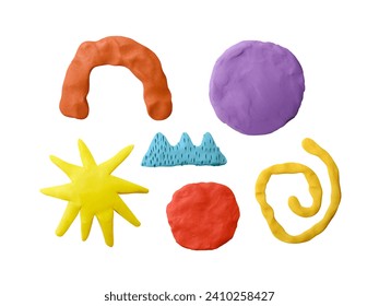 Plasticine colored forms. Modeling clay. Spiral, arc, circle, star. - Powered by Shutterstock