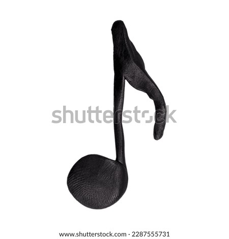Plasticine eighth note isolated on white, music concept