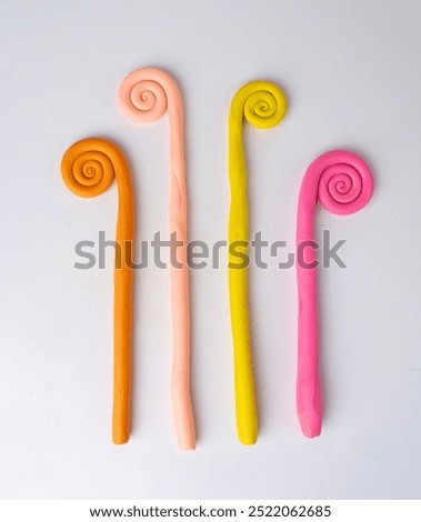 Plasticine Elements Isolated, Modeling Material Clay Pieces, Creativity Clay Dough Snails, Plasticine on White Background