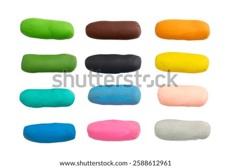 Plasticine Elements Isolated, Modeling Material Clay Pieces, Creativity Clay Dough Bars, Plasticine on White Background
