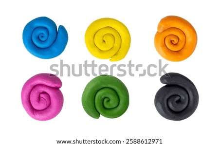 Plasticine Elements Isolated, Modeling Material Clay Pieces, Creativity Clay Dough, Plasticine on White Background