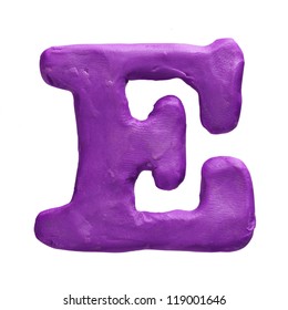 Plasticine letter E isolated on a white background