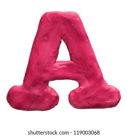 Plasticine letter A isolated on a white background