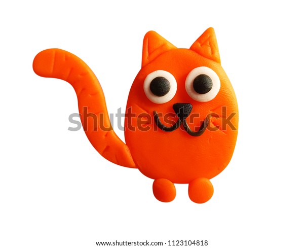 Chat Orange En Plastique Isole Sur Photo De Stock Modifiable