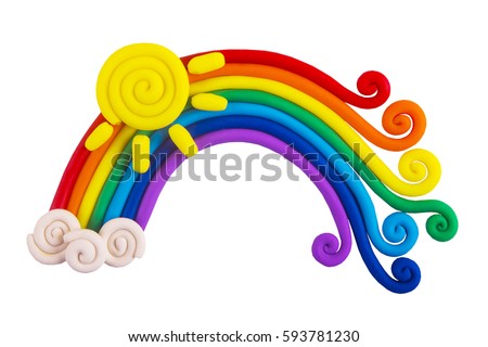 Plasticine rainbow isolated on white background