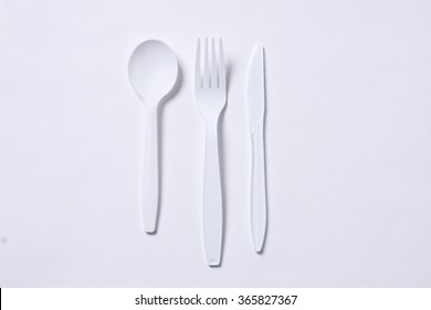 Plasticware set of fork, spoon and knife