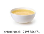 Plate with broth isolated on white background