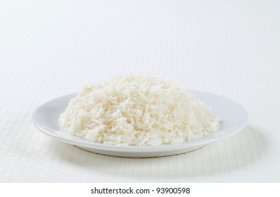 Plate Of Cooked White Rice
